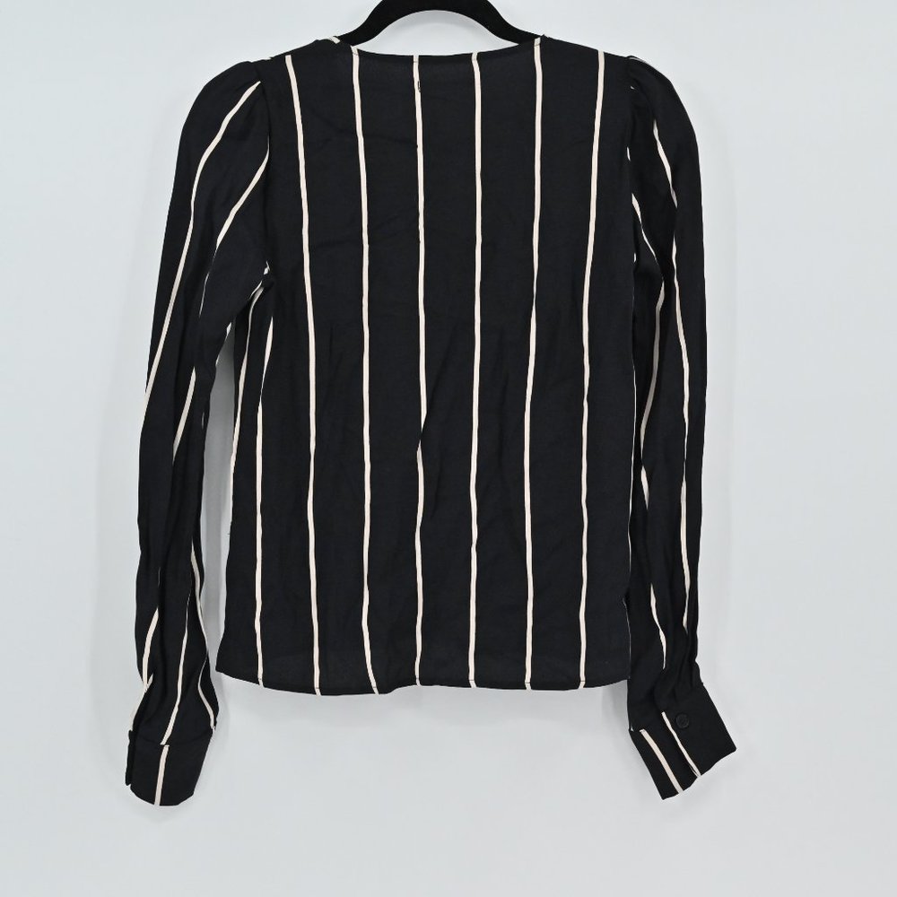 NEW REFORMATION Women's Size XS Black Annaliese Top Sinatra Stripe Blouse - Picture 7 of 10